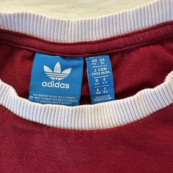 adidas Women's Long Sleeve Tee - Red and White - Picture 8 of 10